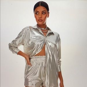 Silver metallic oversized shirt